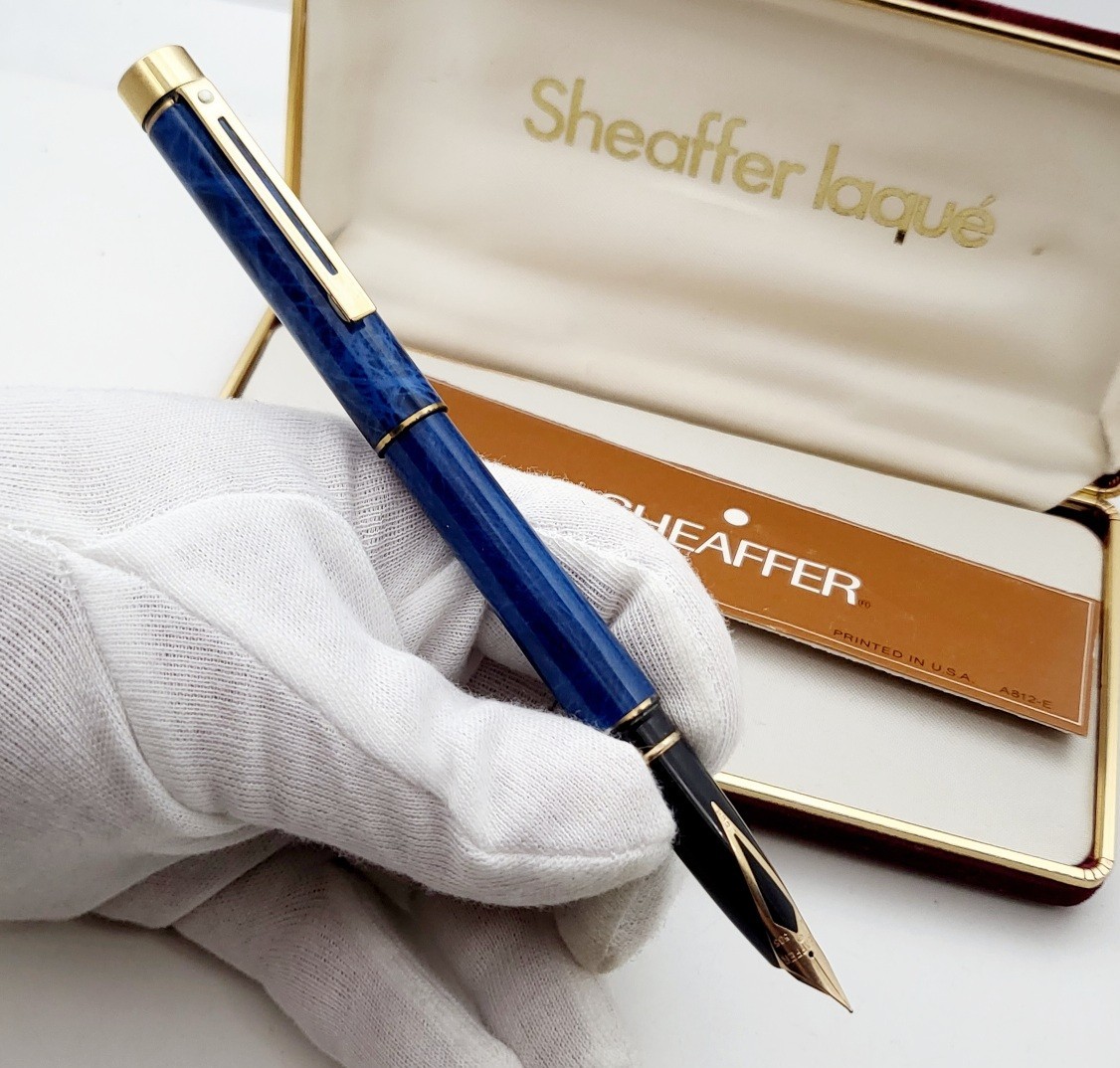 SHEAFFER TARGA 1036 BLUE RONCE -FOUNTAIN PEN-14K GOLD NIB-70's-NEW-BOX and PAPER