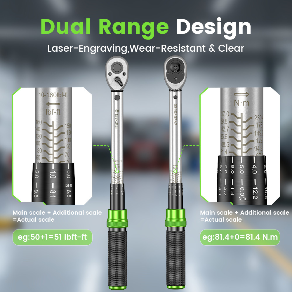 1/4''/3/8''/1/2'' Drive Torque Wrench Set Click Torque Wrench Adjustable 72Tooth