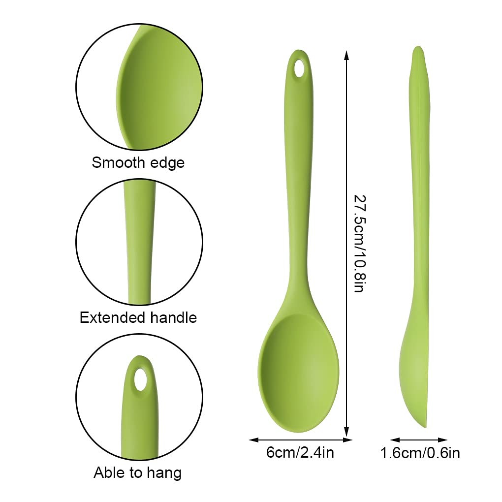 4 Pack 10.8" Large Silicone Mixing Spoons Non Stick Cooking Spoon for Stirring