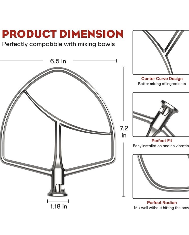 Stainless Steel Paddle Attachment for 5Plus/6Qt Bowl-Lift KitchenAid Stand Mi...