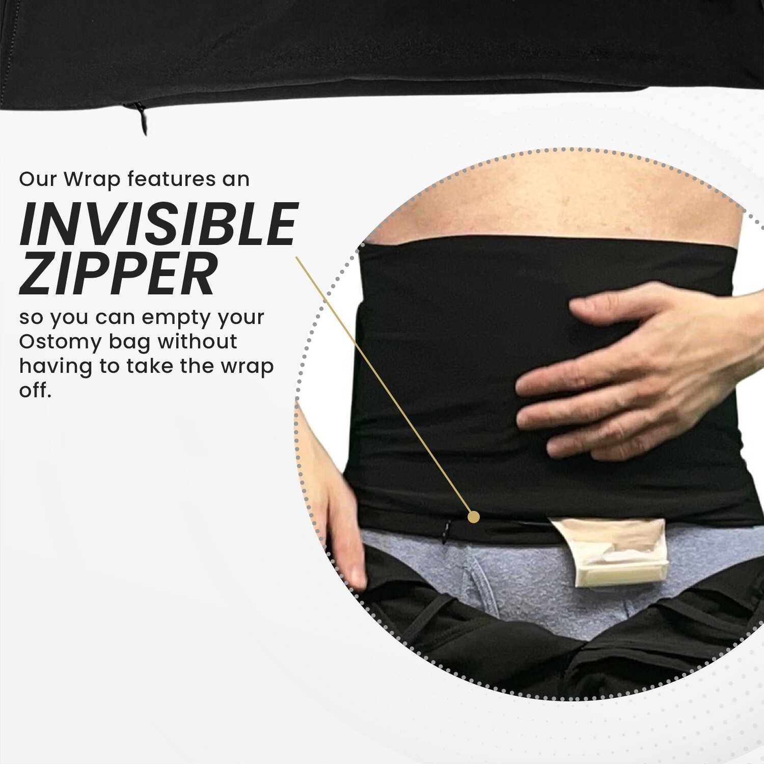 Elite Ostomy Support Wrap With Pockets & Invisible Zipper
