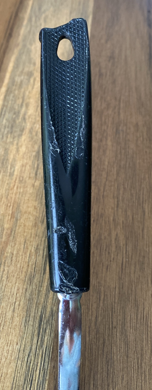 Vintage EKCO Slotted Kitchen Spatula Flipper Long Blade Plastic Handle 11 1/4"