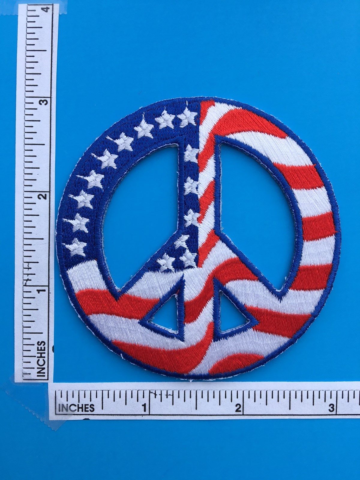 USA AMERICAN FLAG PEACE SIGN 60's ROUND EMBROIDERED PATCH (3") - HIGH QUALITY!