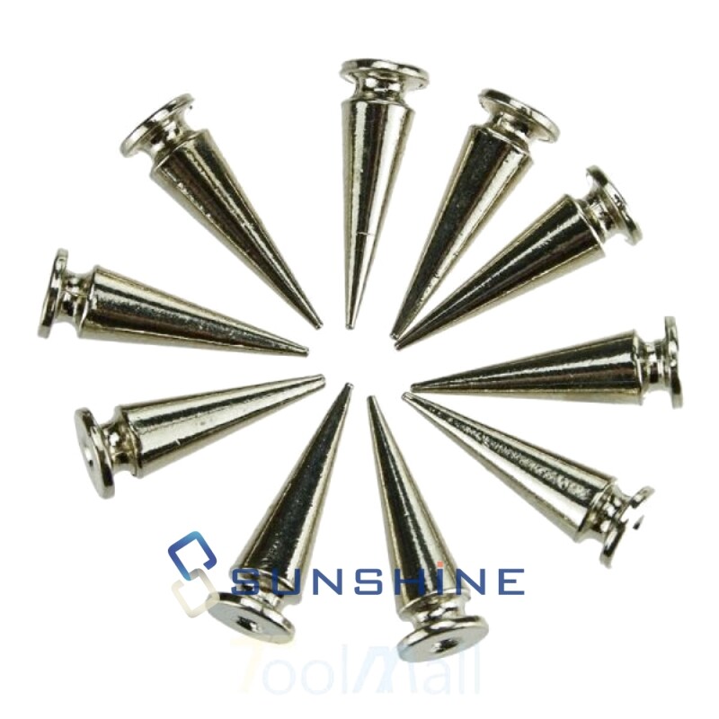 10/20/50/100/200PCS 10mm/26mm Metal Silver Studs Cone Rivets Screw Bullet Spikes