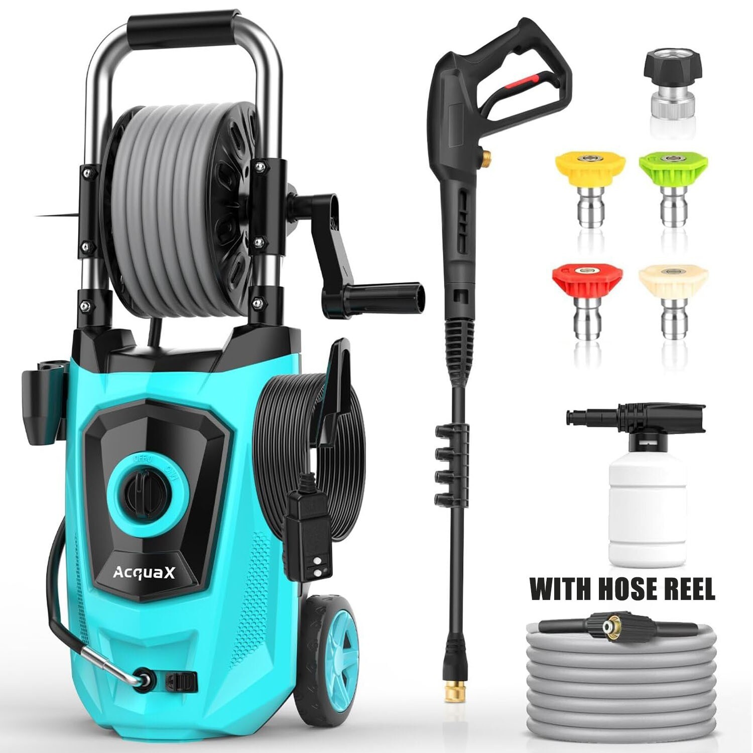 Electric Pressure Washer with Hose Reel 4300PSI 2.8GPM Power Washer Blue
