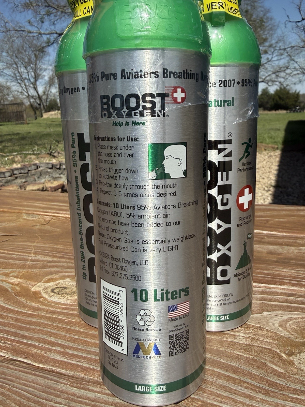 Boost Oxygen Large Natural 10L Canister 3 Pack Respiratory Support for Aerobic