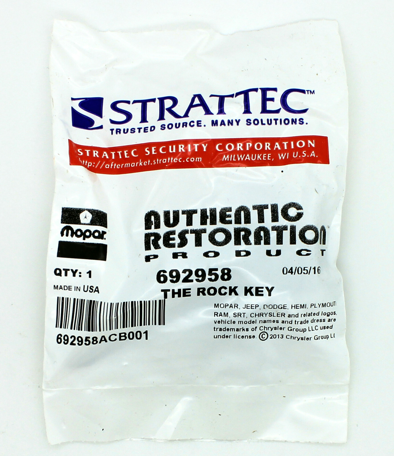 NEW Jeep Dark Gray "The Rock" Transponder Ignition Lock Key / Fits Listed w/Chip