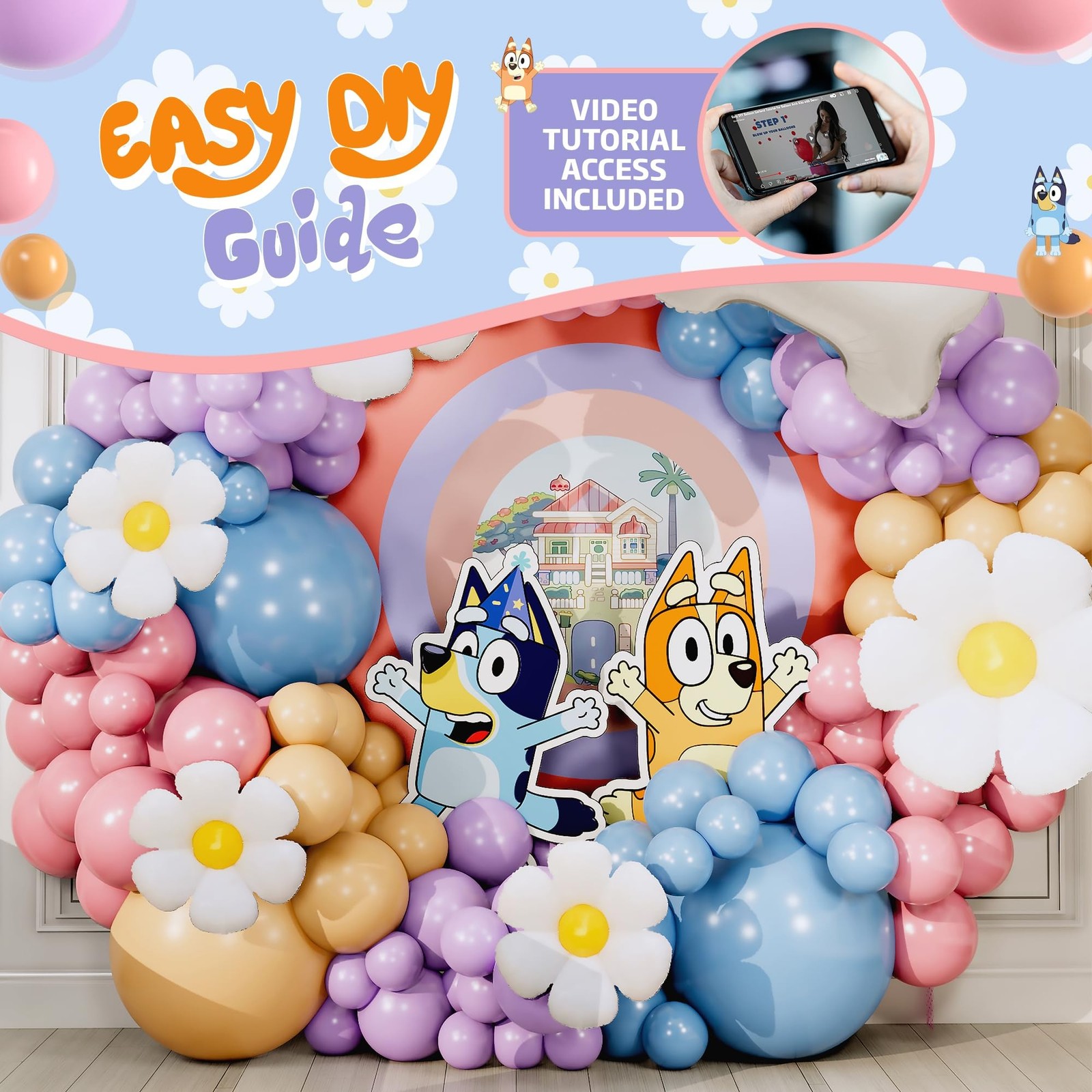 ALL-IN-1 Blue Balloon Arch Kit with BONUS Bone & Daisy Balloons for Birthday ...