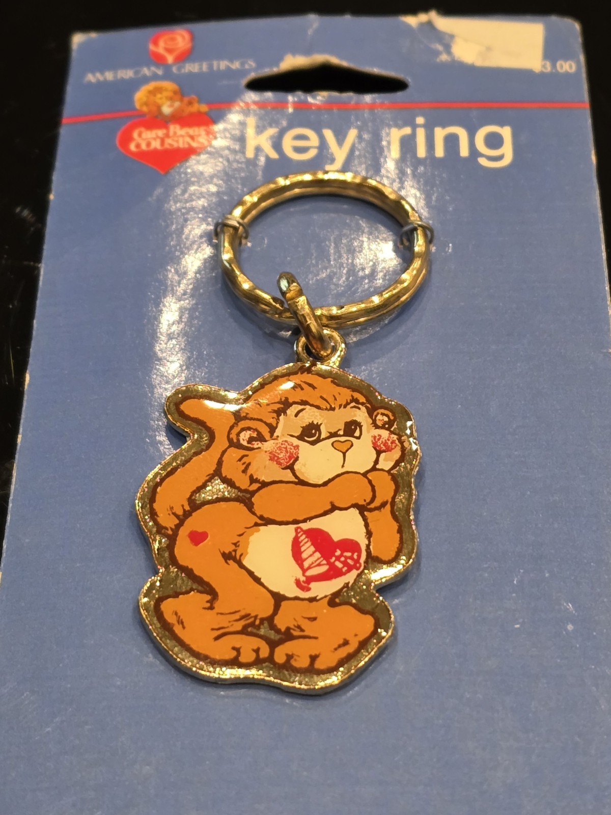 1985 RARE Care Bear Cousin Playful Heart Monkey Keychain Key Ring NEW