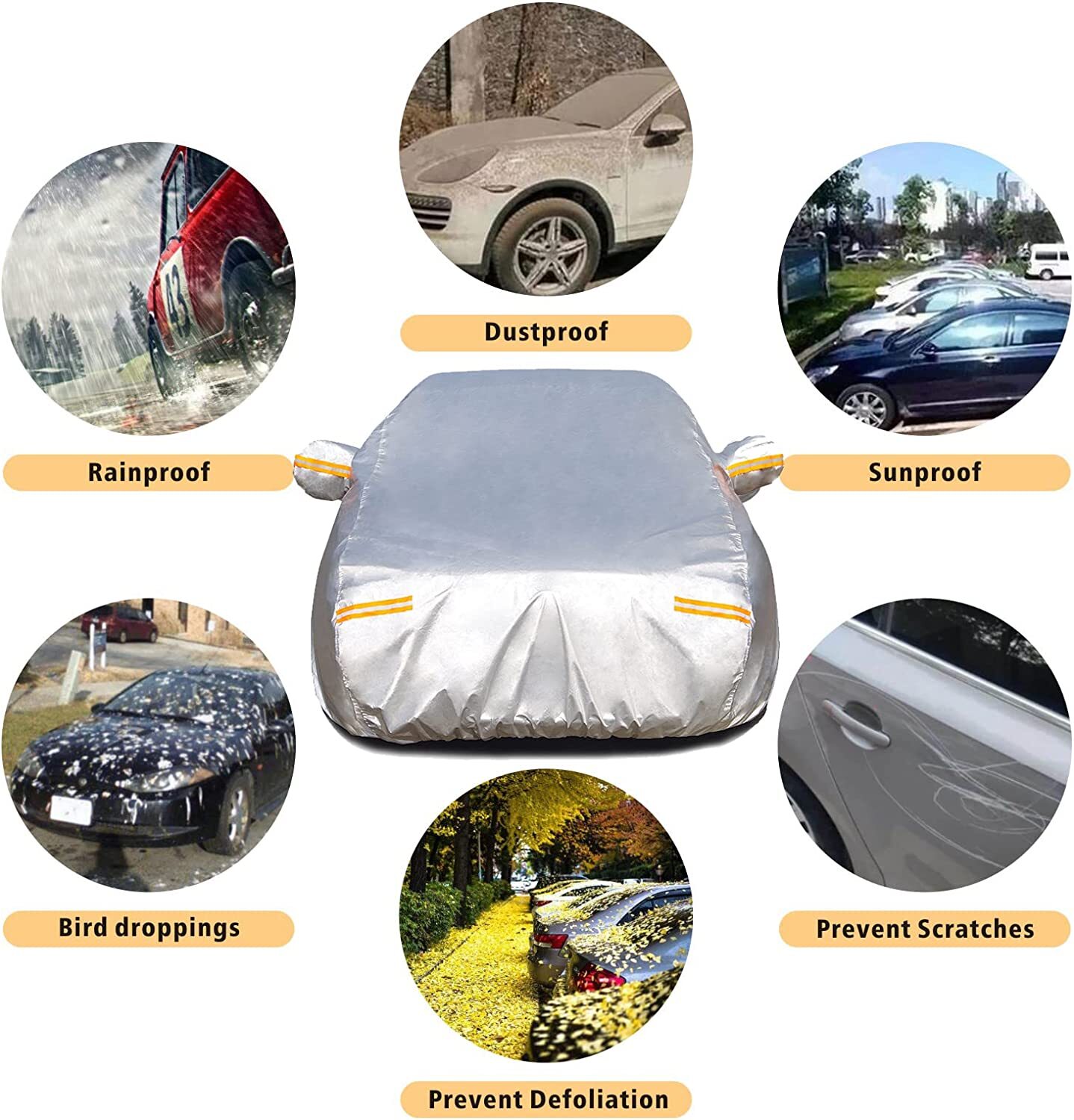 For Honda Civic Full Car Cover Outdoor Sun UV Protection Dust Rain Resistant