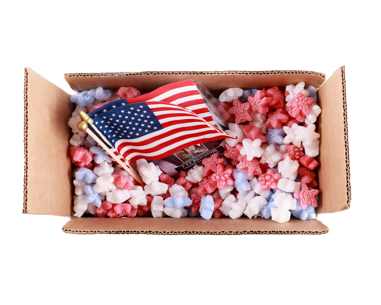 FunPak Packing Peanuts Red White Blue Stars 1.5 cu ft Compostable Biodegradable