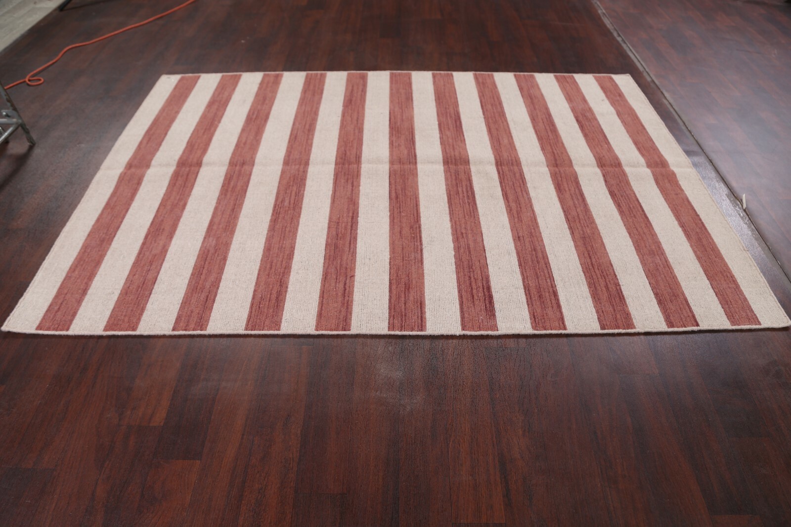 Reversible Striped Design Rust/Beige Gabbeh Oriental Rug Hand-Knotted 6x8 ft