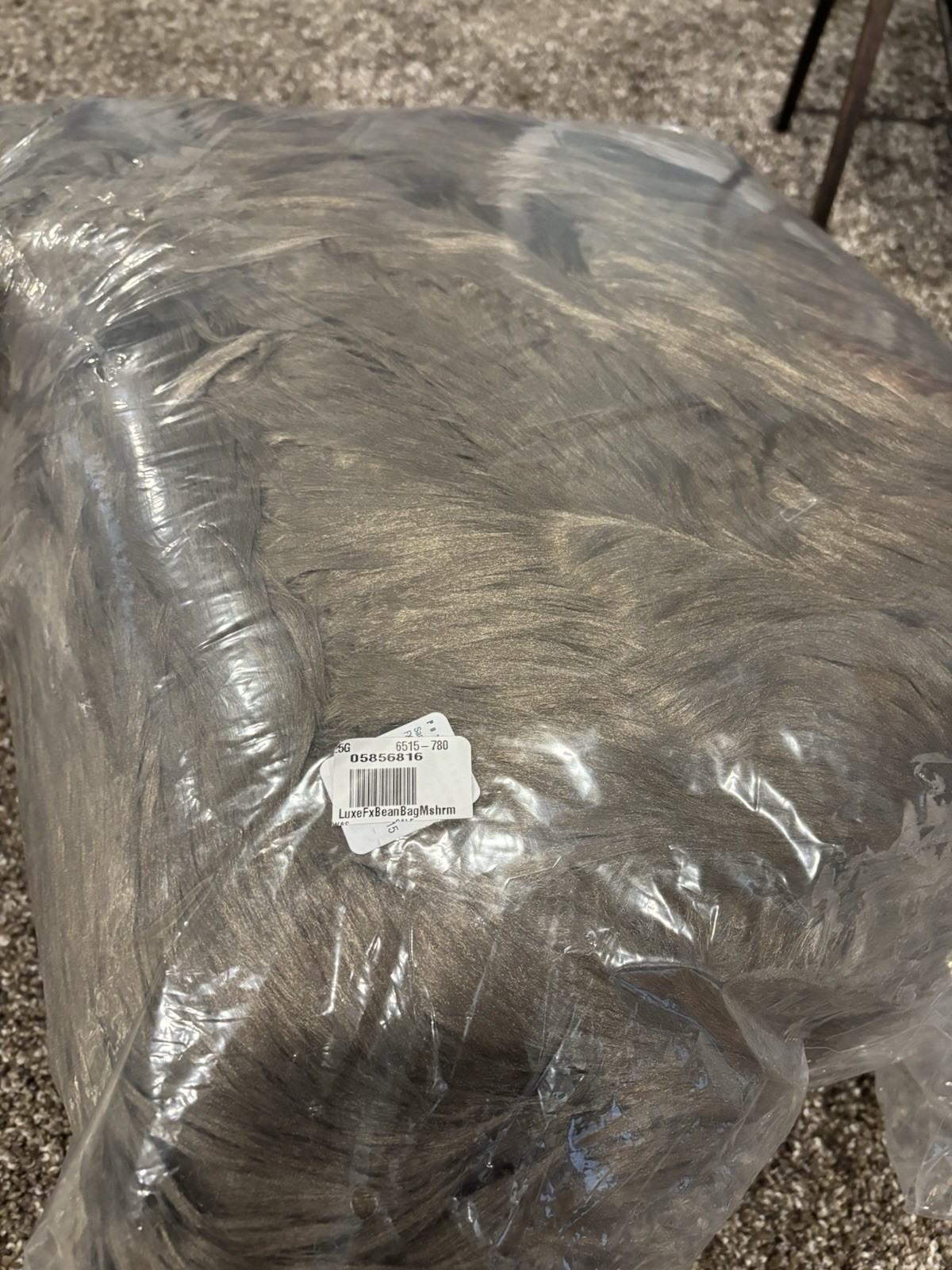 Pottery Barn large 41" beanbag slip cover: Luxe Faux Fur mushroom NWT