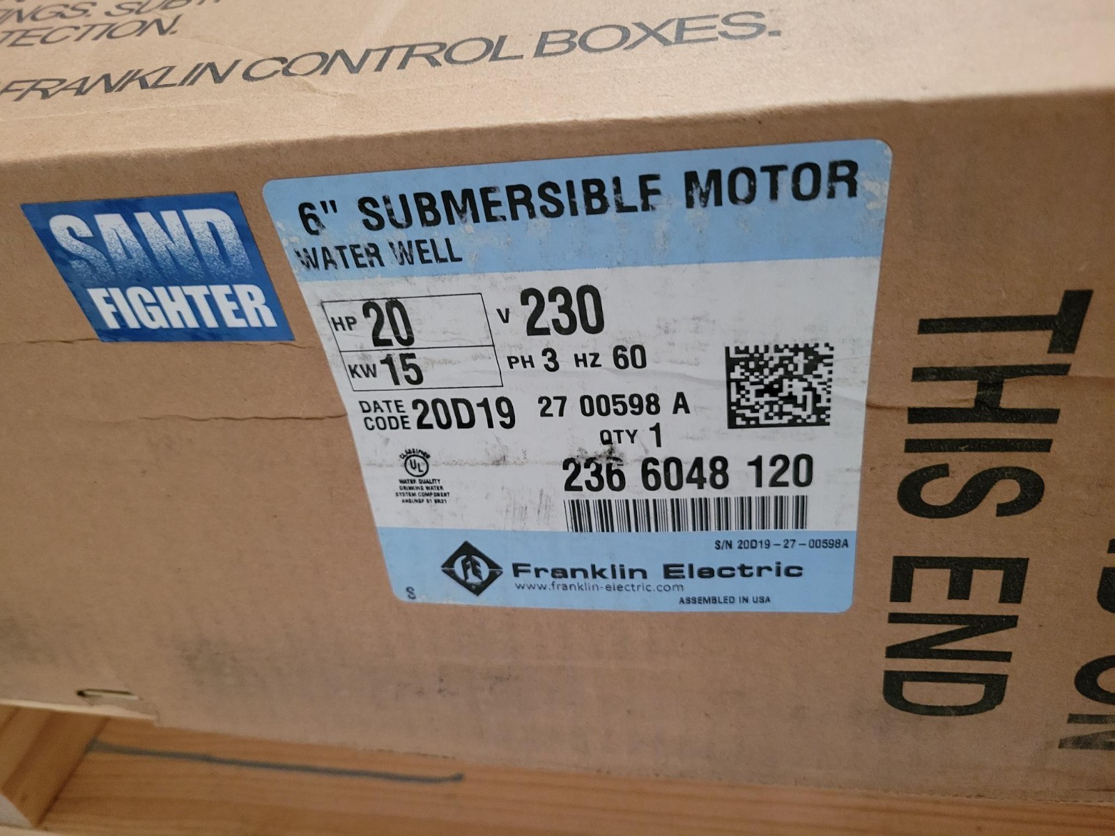 Franklin Electric 6" 20-HP 3-Phase 230-Volts 60-Hz 3-Wire Sand Fighter Motor