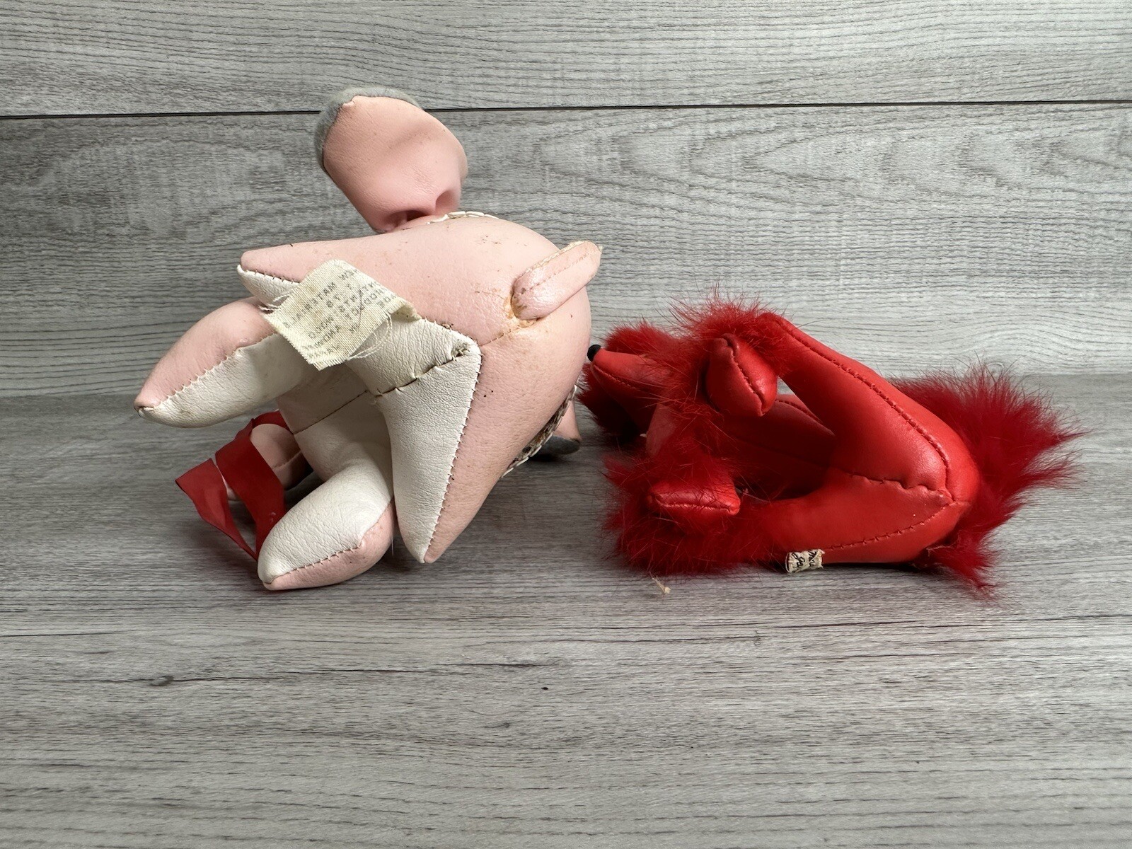 Lot of 2 VTG 1950-60s Childrens Toys Made in Japan Pink Elephant & Red Poodle