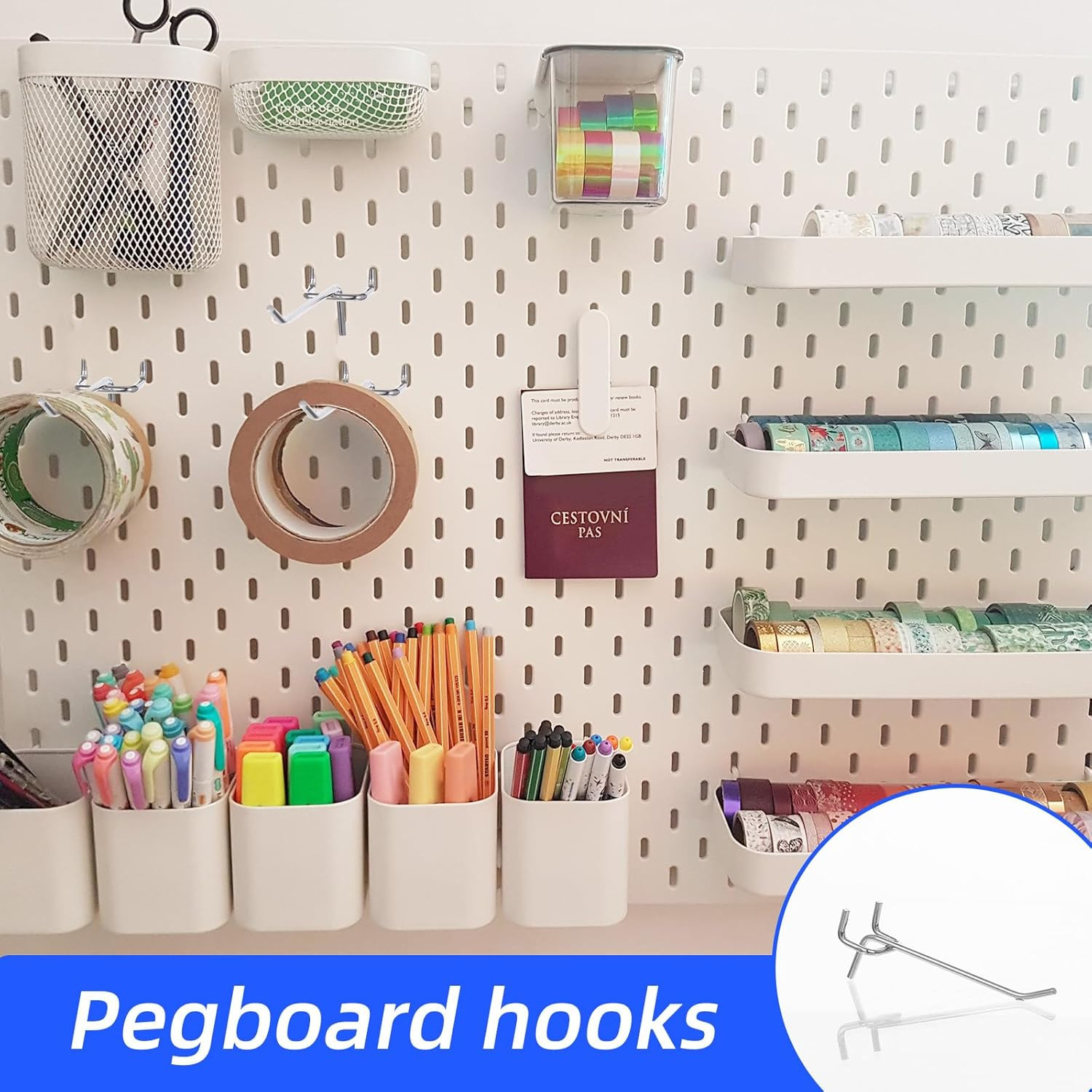 100 Pack 4 Inch Pegboard Hooks, Heavy Duty Metal Peg Board Accessories Fit 1/4"