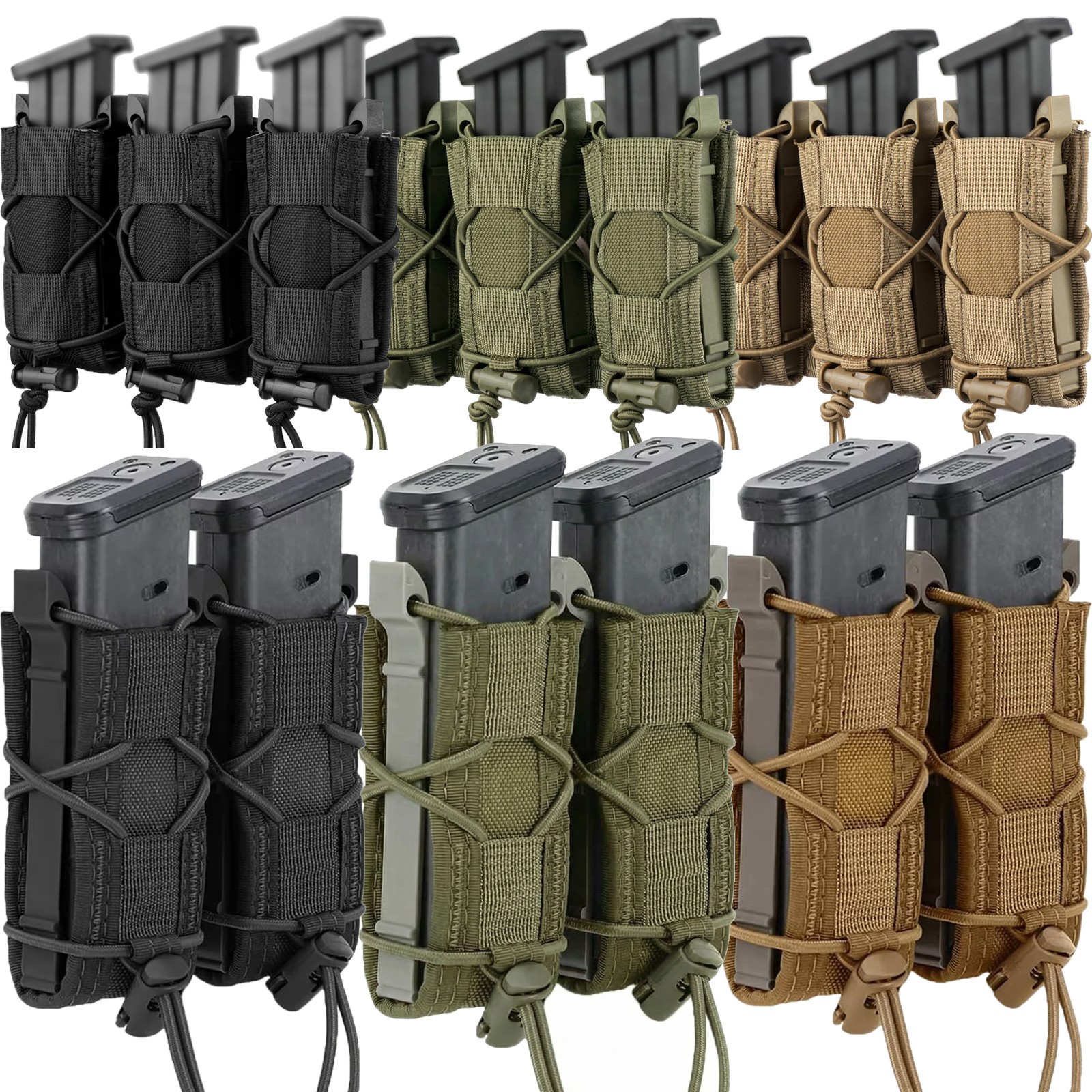 Tactical Single/Double/Triple Mag Molle Pouch for 9mm/.40 Cal 45 ACP Glock 1911