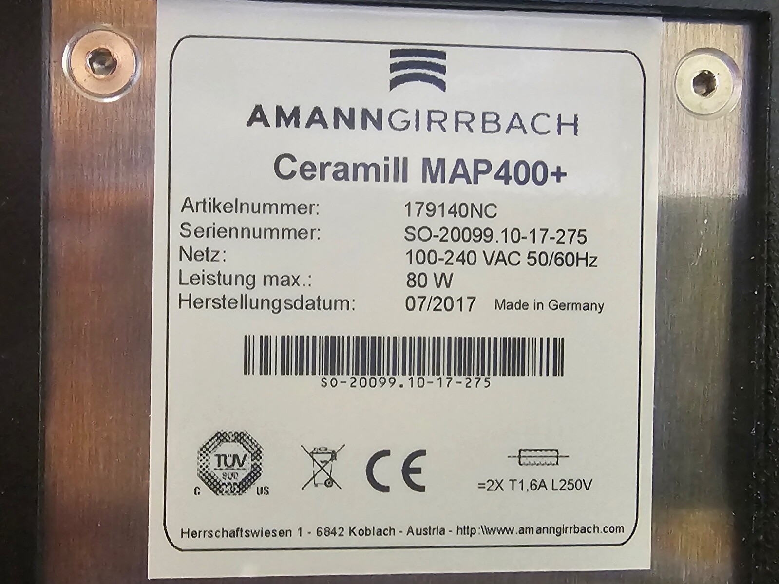 2017 Amann Girrbach Ceramill Map 400+ Dental Lab CAD/CAM Acquisition Scanner