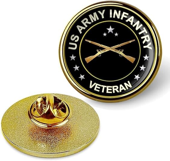 Gold US Army Infantry Veteran Lapel Pin Veteran Tie Suit Shirt Lapel Pin