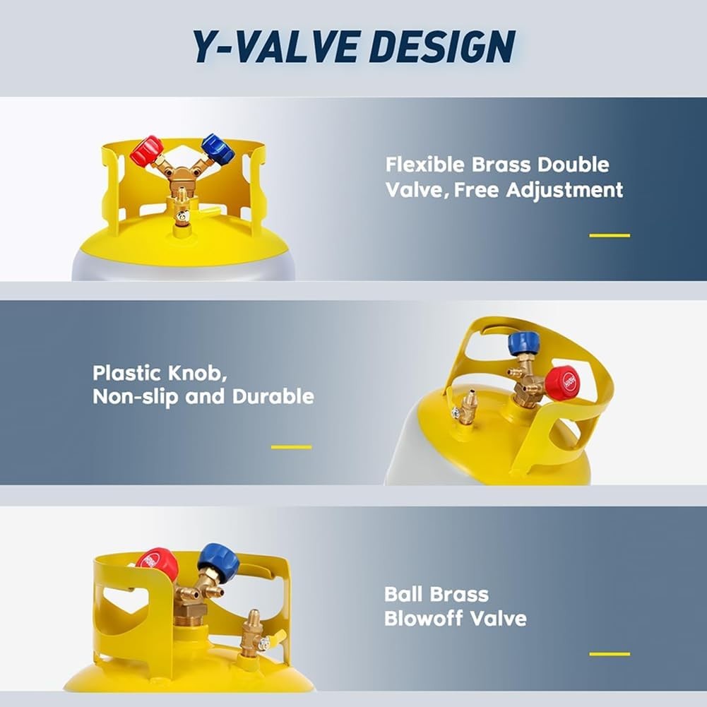 30LB Capacity Reusable Refrigerant Recovery Tank With Y-Shaped Valve 1/4" SAE