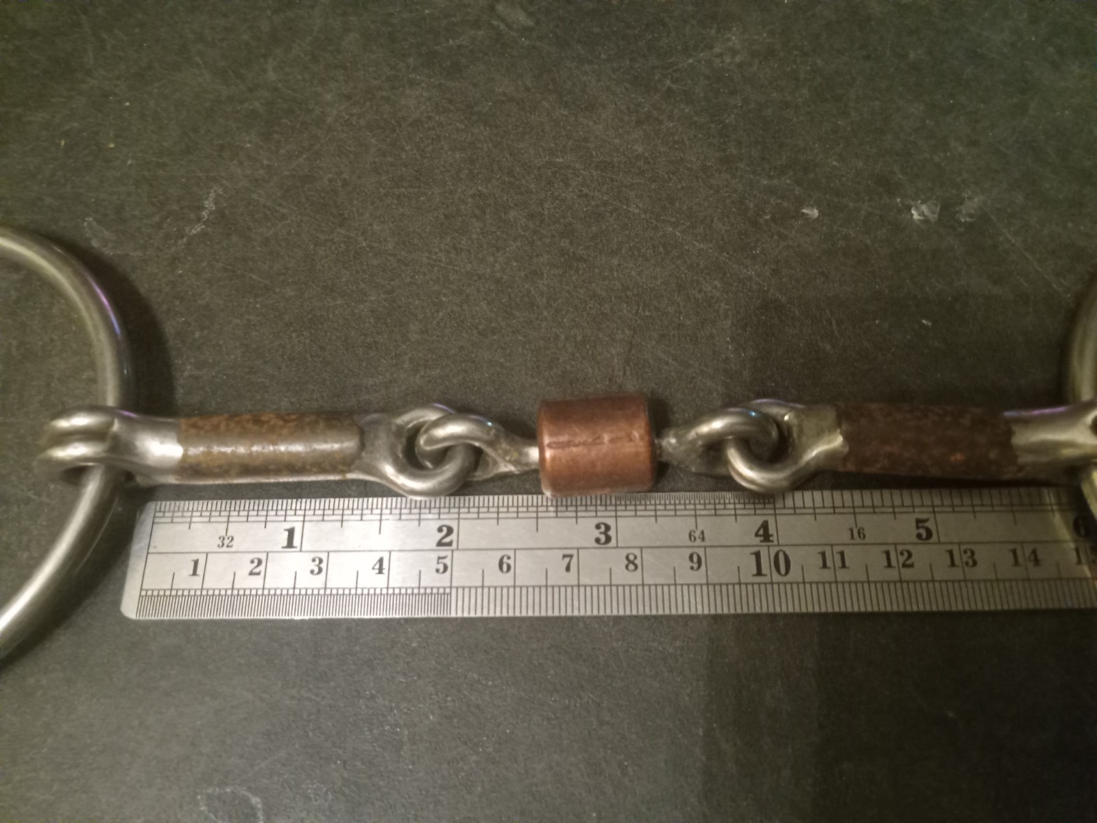 loose ring snaffle bit 5 3/4 in sweet iron dog bone mouth copper roller bitmaste