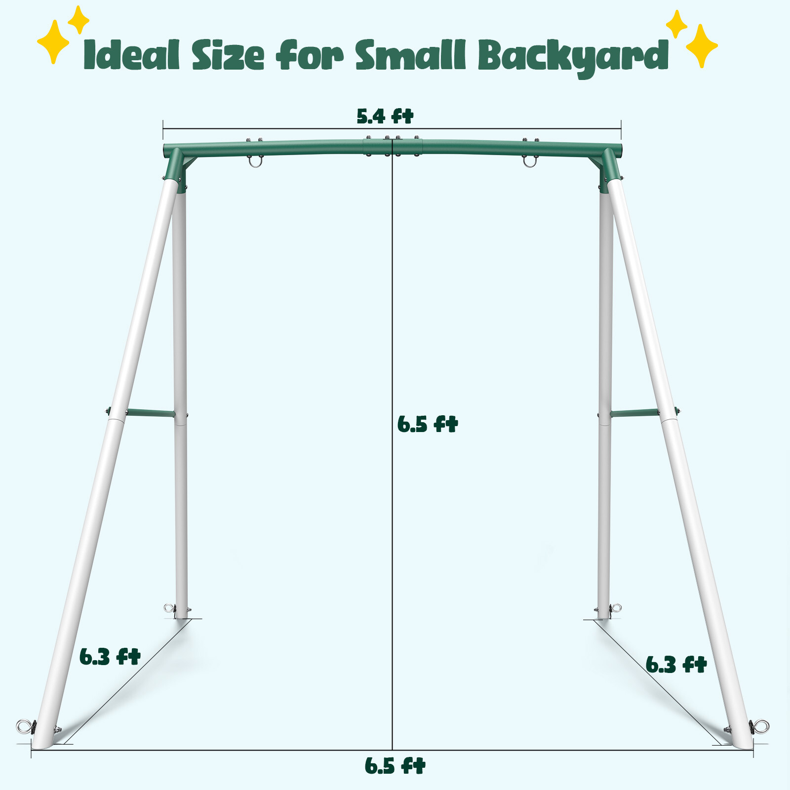 Hapfan 500lb 6.5ft Heavy Duty Metal Swing Set for Backyard with 50" Saucer Swing