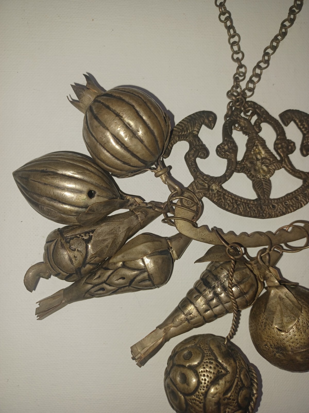 Brazilian Penca de Balangandan Silver on Brass 10 Charms Brazil