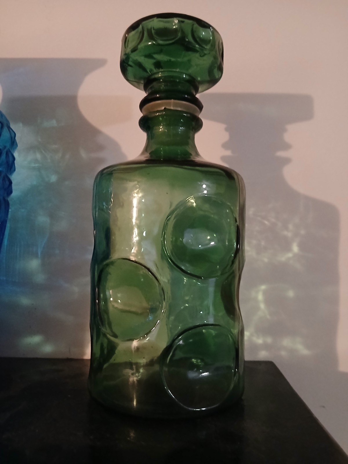 Empoli Style Green Dimple Dot Decanter