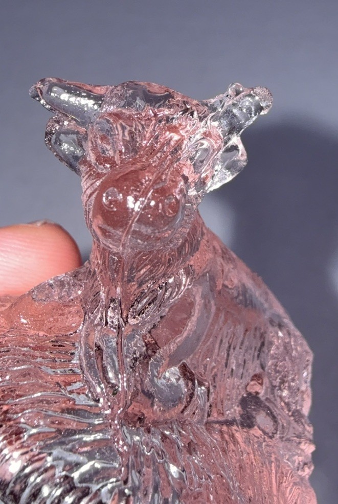 Mini Pink Glass COW ON NEST Glows