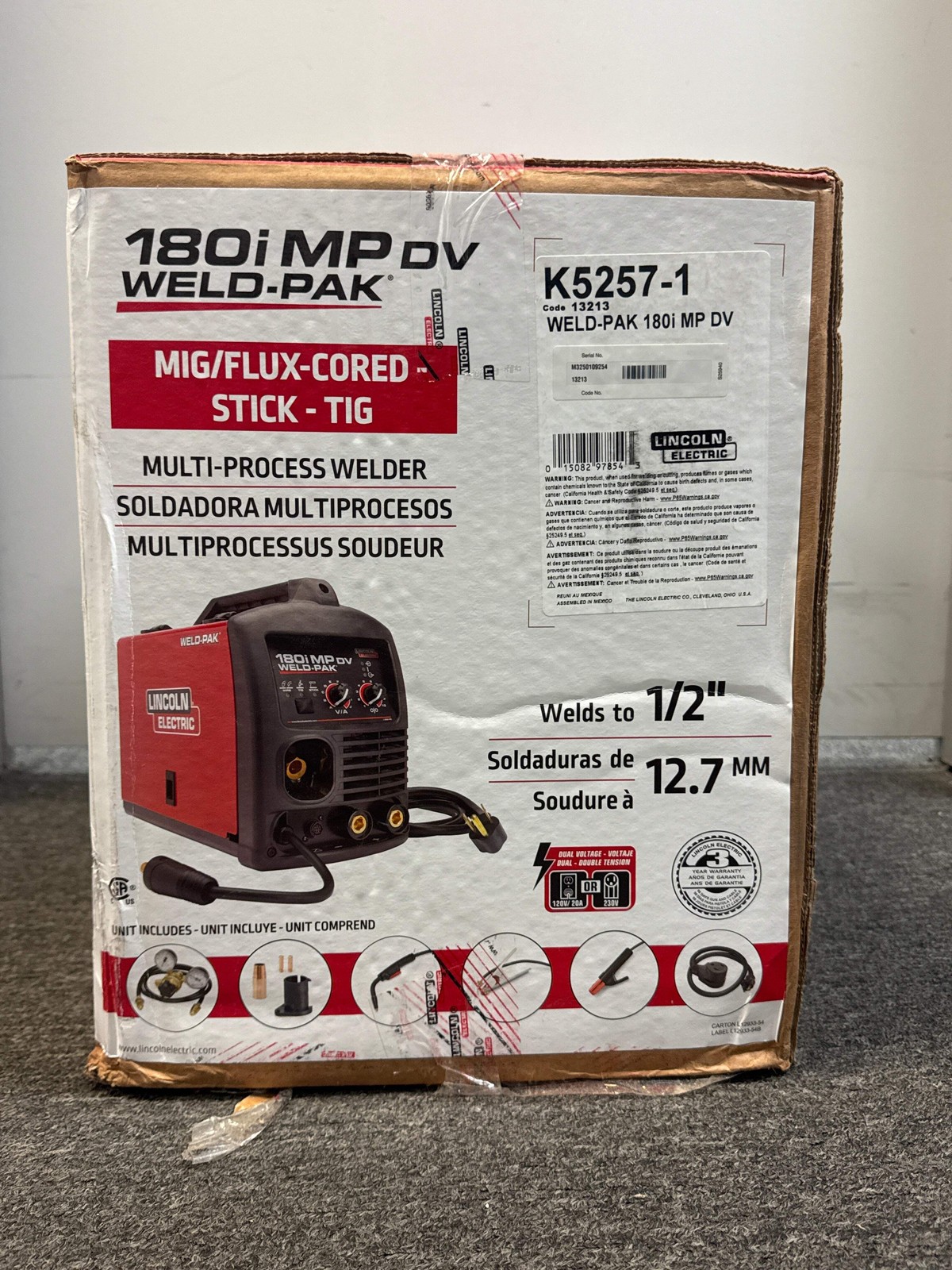 New Lincoln Electric 180i MP DV Weld-Pak Mig/Flux-Core/Stick/Tig Welder