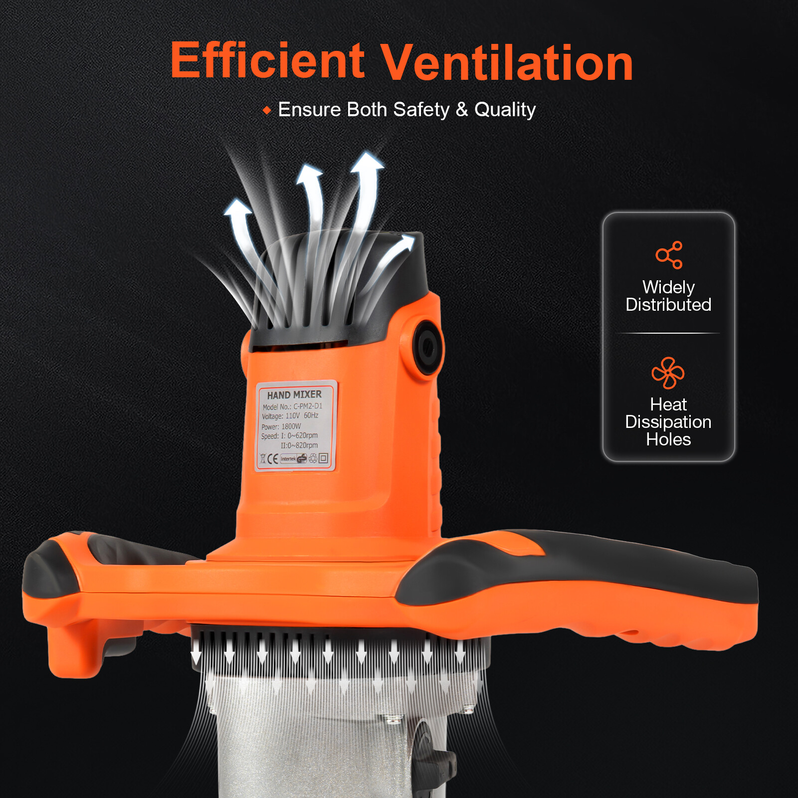 1800W Portable Electric Concrete Cement Mixer Double Rod Grout Stirring Mixer