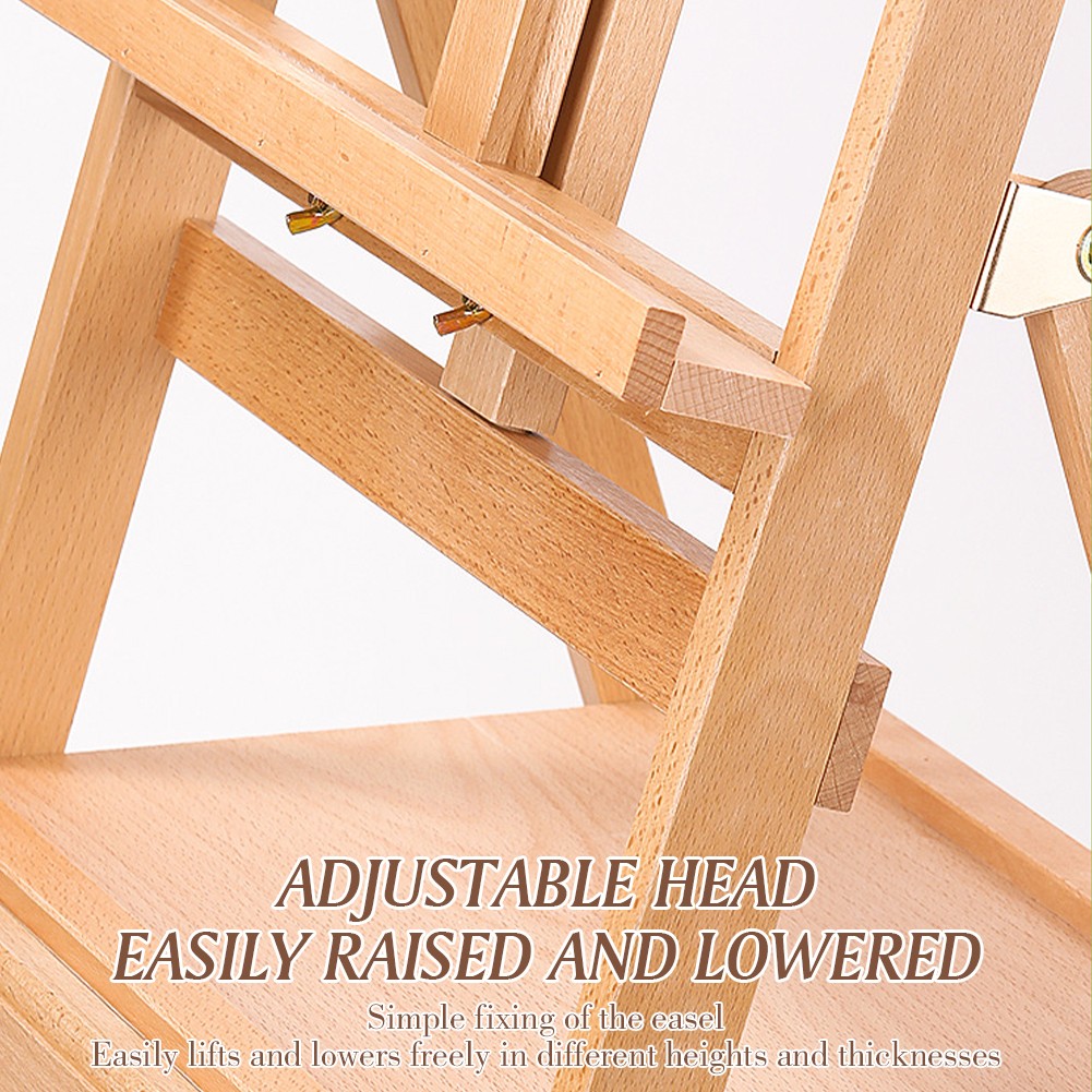 Large Wood H-Frame Easel with Storage Drawer and Palette, Foldable Art Painting