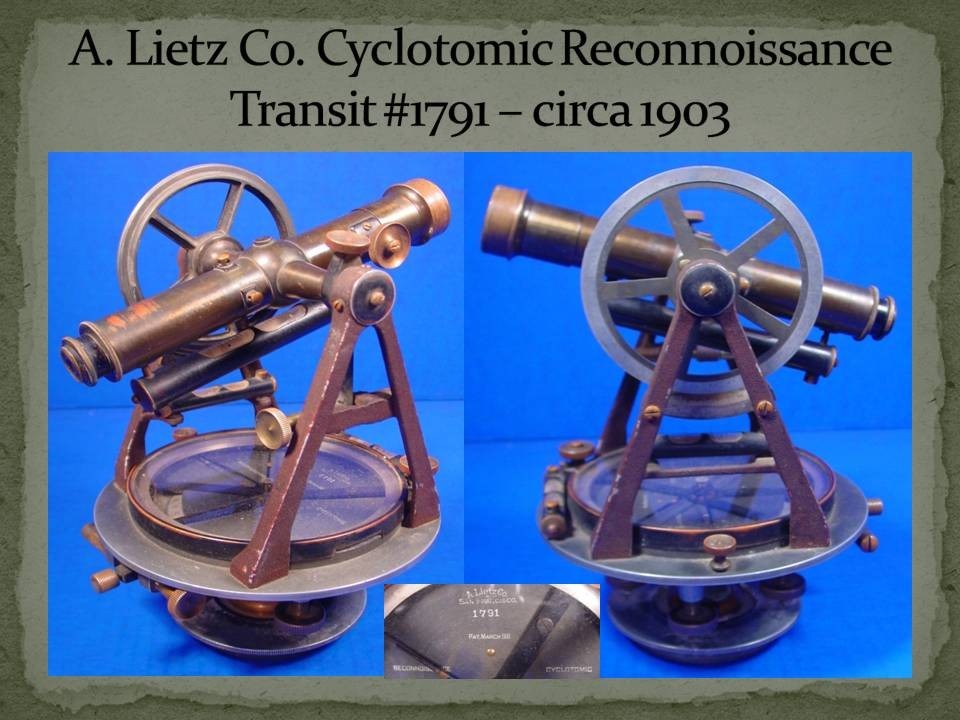 1903 Lietz Cyclotomic Reconnaissance Transit w/box - Rare alum., unique to Lietz