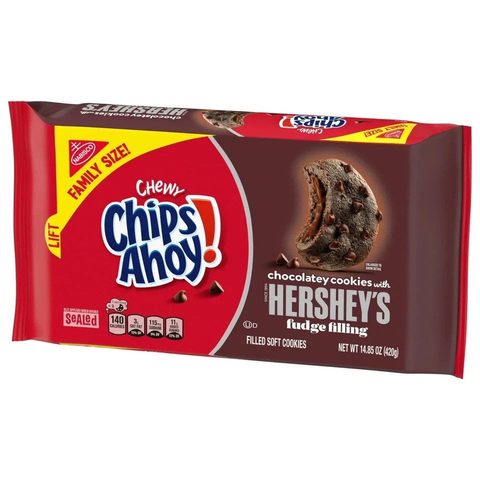 CHIPS AHOY! Chewy Chocolatey Hershey's Fudge Filled Soft Chocolate Chip 14.85 oz