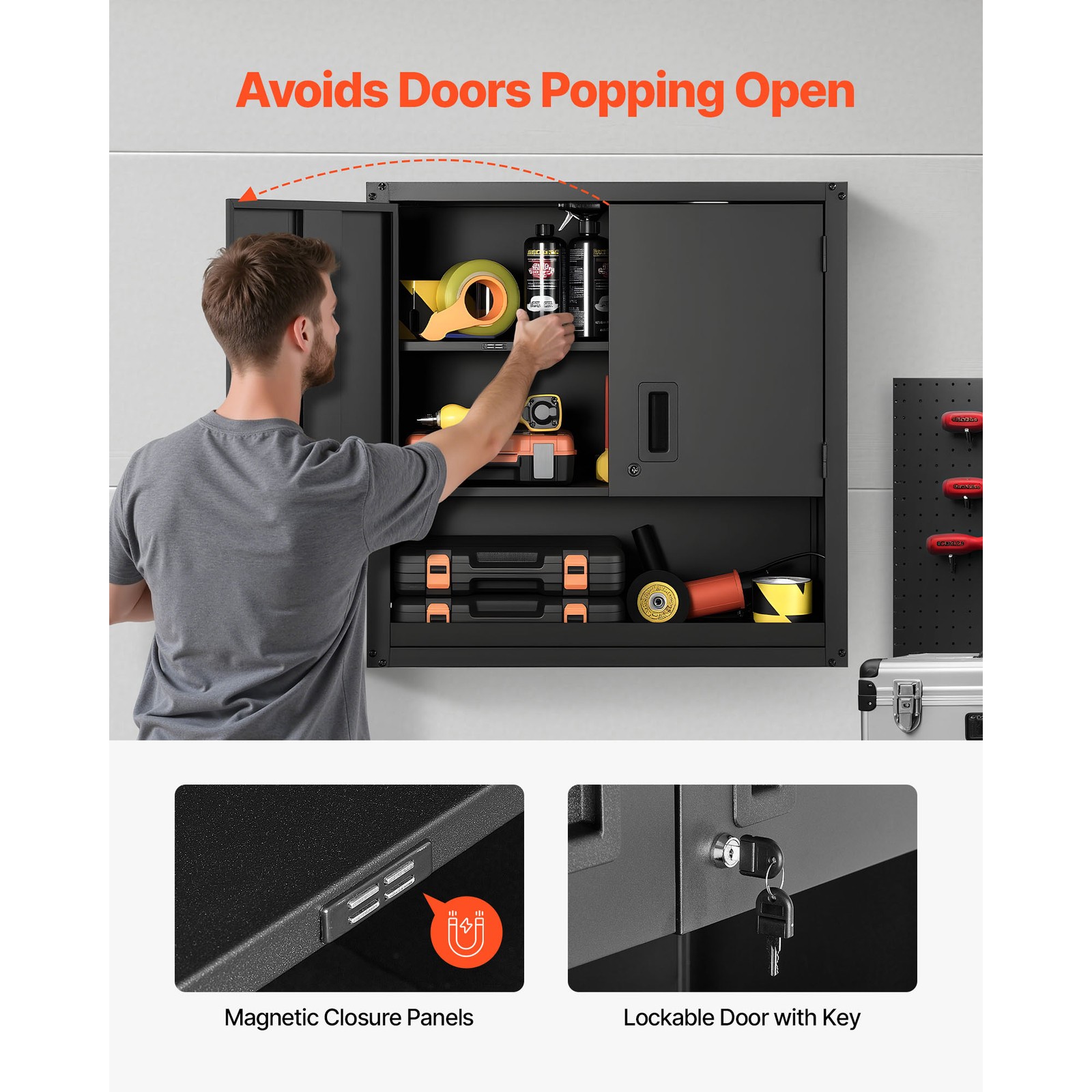 Uimoso 30-Inch Metal Wall Cabinet with Adjustable Shelf for Garage Storage