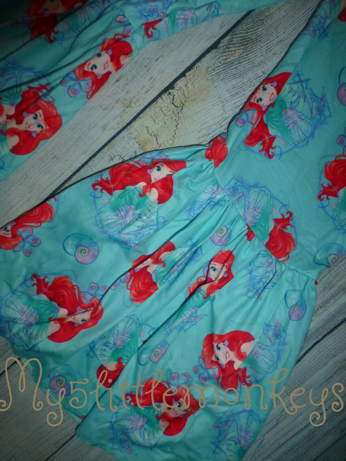 NEW Ariel Little Mermaid Ruffle Sleeve Shirt & Bell Pants Boutique Outfit Set
