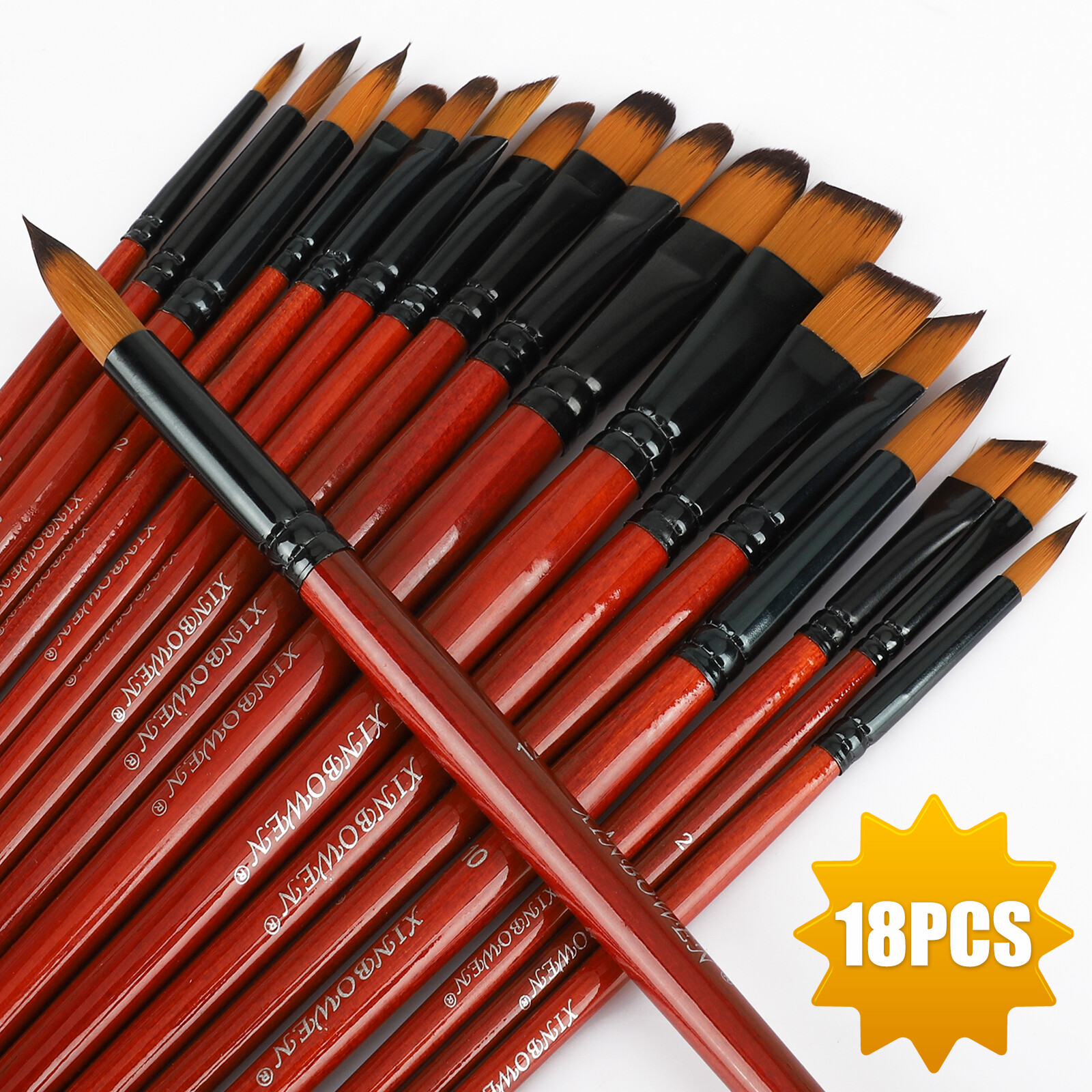 18Pcs Artist Paint Brushes Set Art Acrylic Oil Watercolour Painting Craft Model