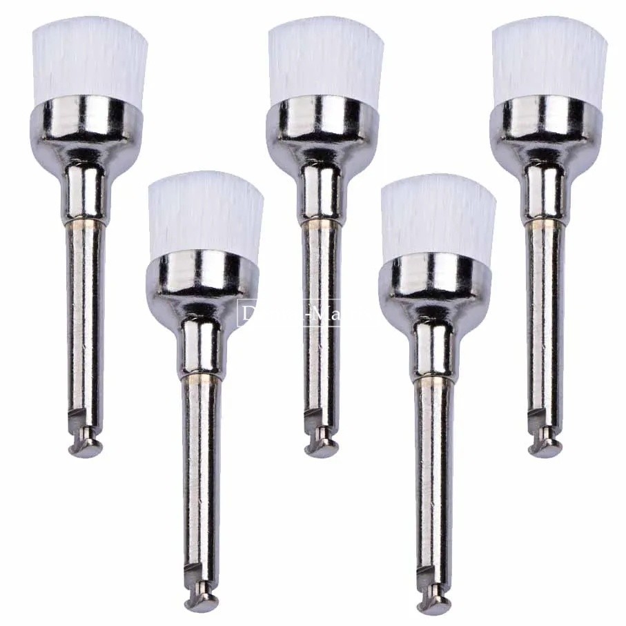 100 Pcs Dental White Nylon Brushes Latch Flat Polishing Polisher Prophy Brush