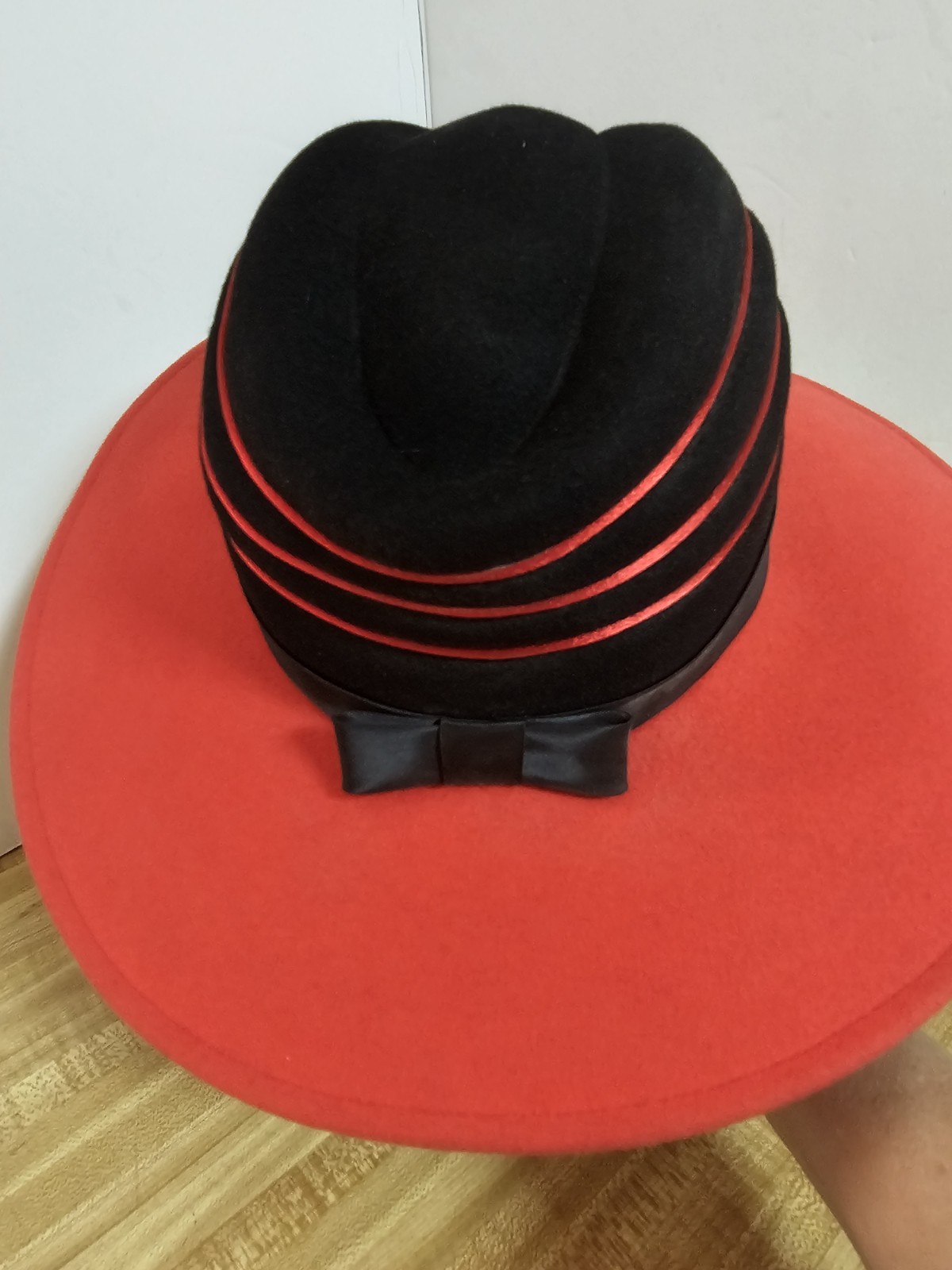 Vtg Chapeau Creations Ruth Kropveld Red Wool Hat NWT Beaded Red Hat Society Lady