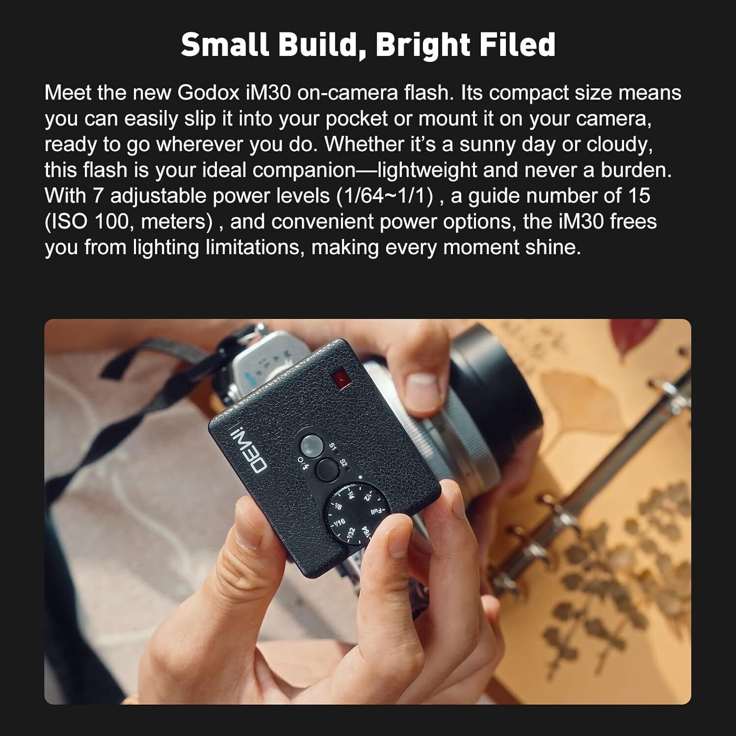 GODOX iM30 Mini Flash - Camera Flash for Canon Sony Nikon Fuji Olympus Camera