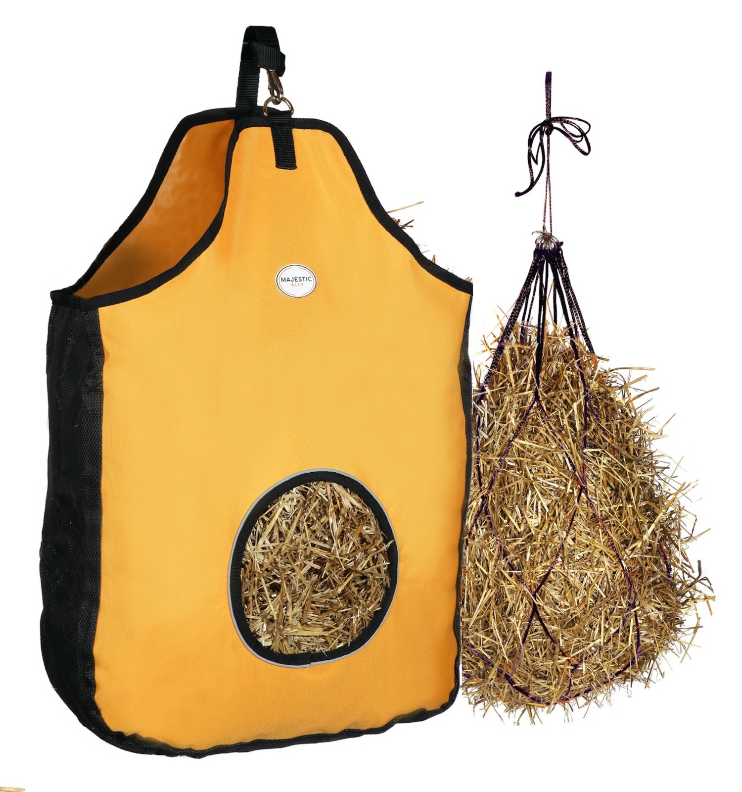 Majestic Ally 1200 D Hay Feeder Tote Bag for Horse, Sheep come with 36" Hay Net