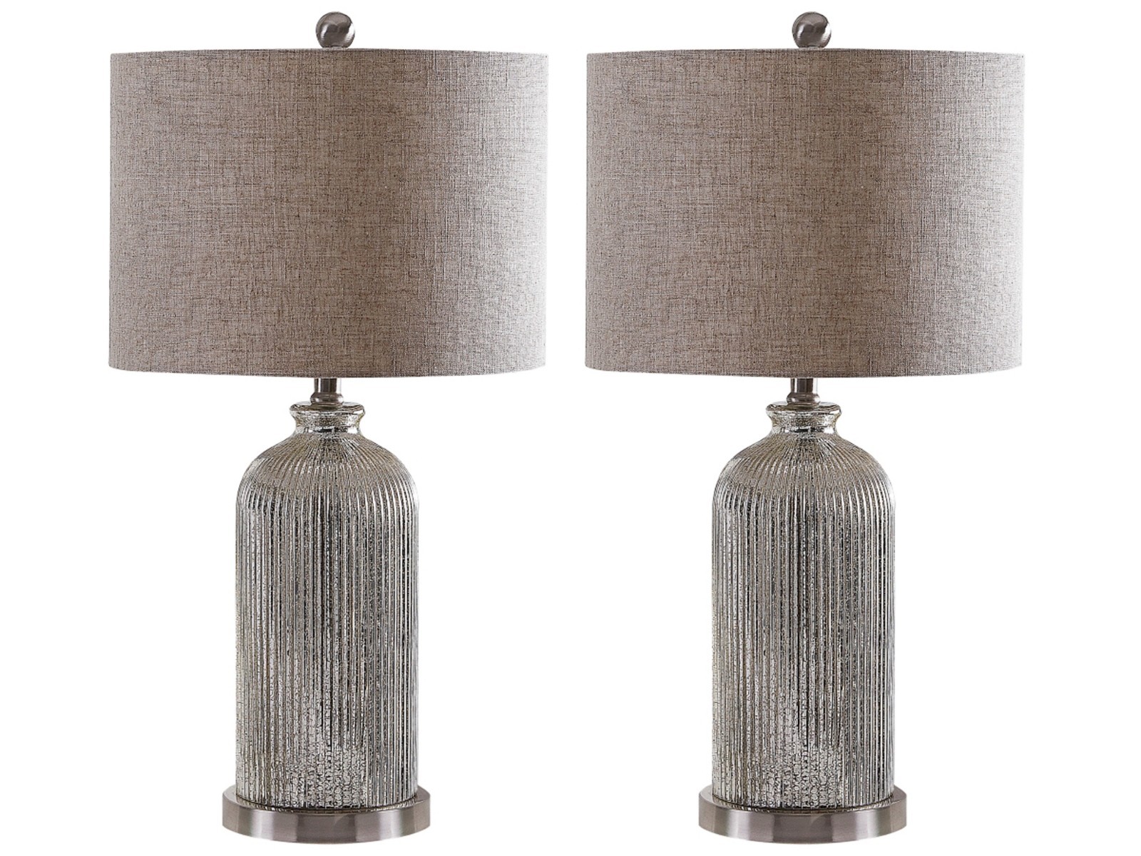 SET OF 2 Safavieh 26" Mercury Glass Table Lamp Set of 2 Silver Ivory Shade