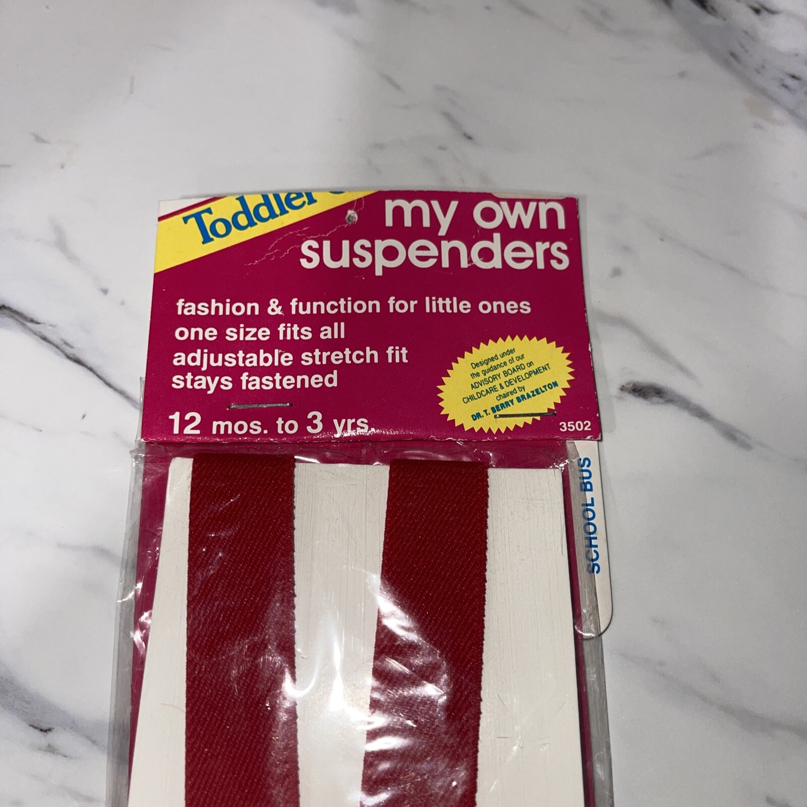 Vintage 1990 The First Years Toddler School Bus Suspenders 12 Months to 3 Years