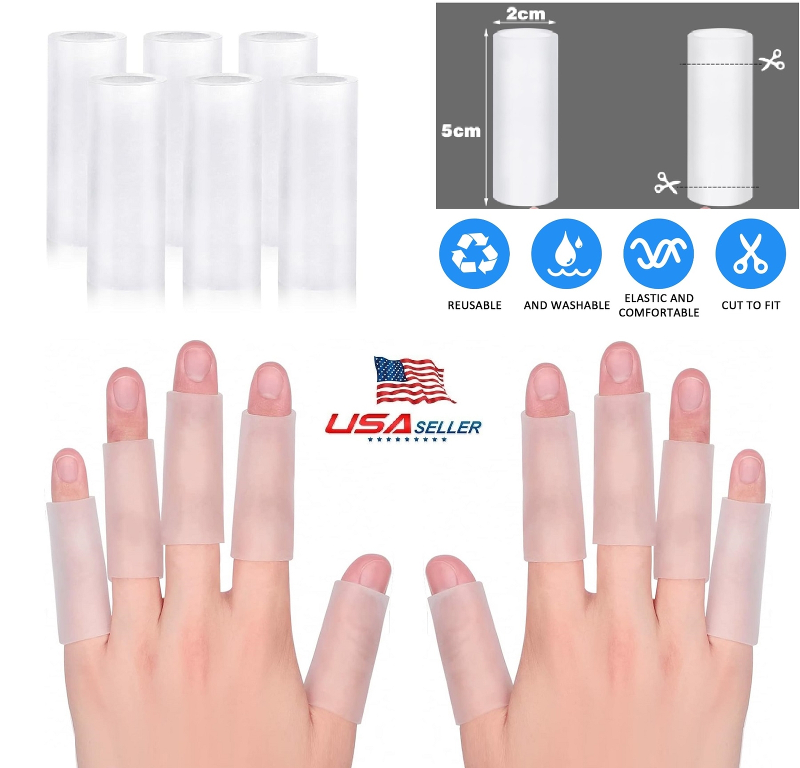 20× Silicone Gel Finger Sleeve Protectors Finger Sleeve Cushions & Protect USA