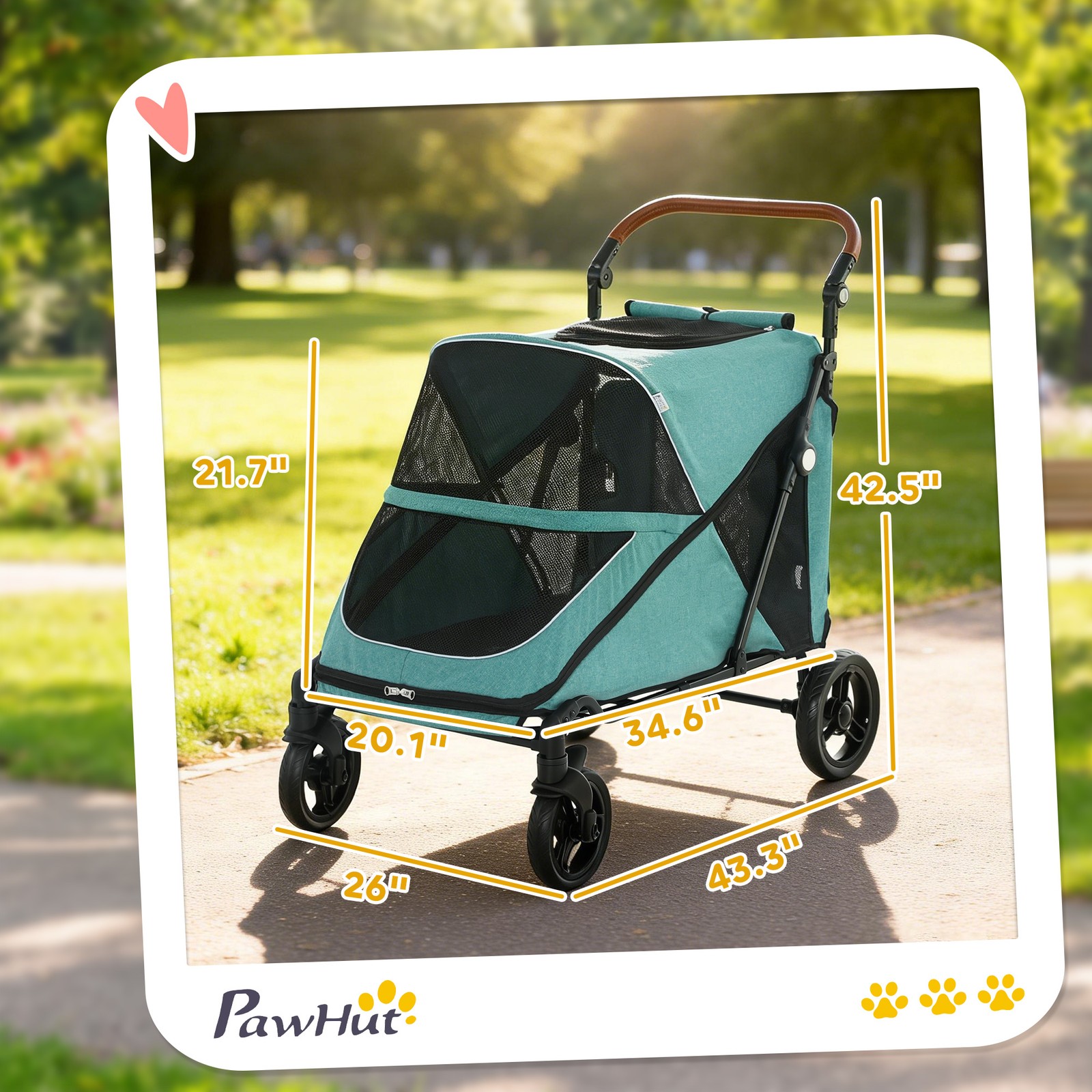 PawHut Dog Stroller for Large Dogs, All Terrain Pet Stroller, Blue