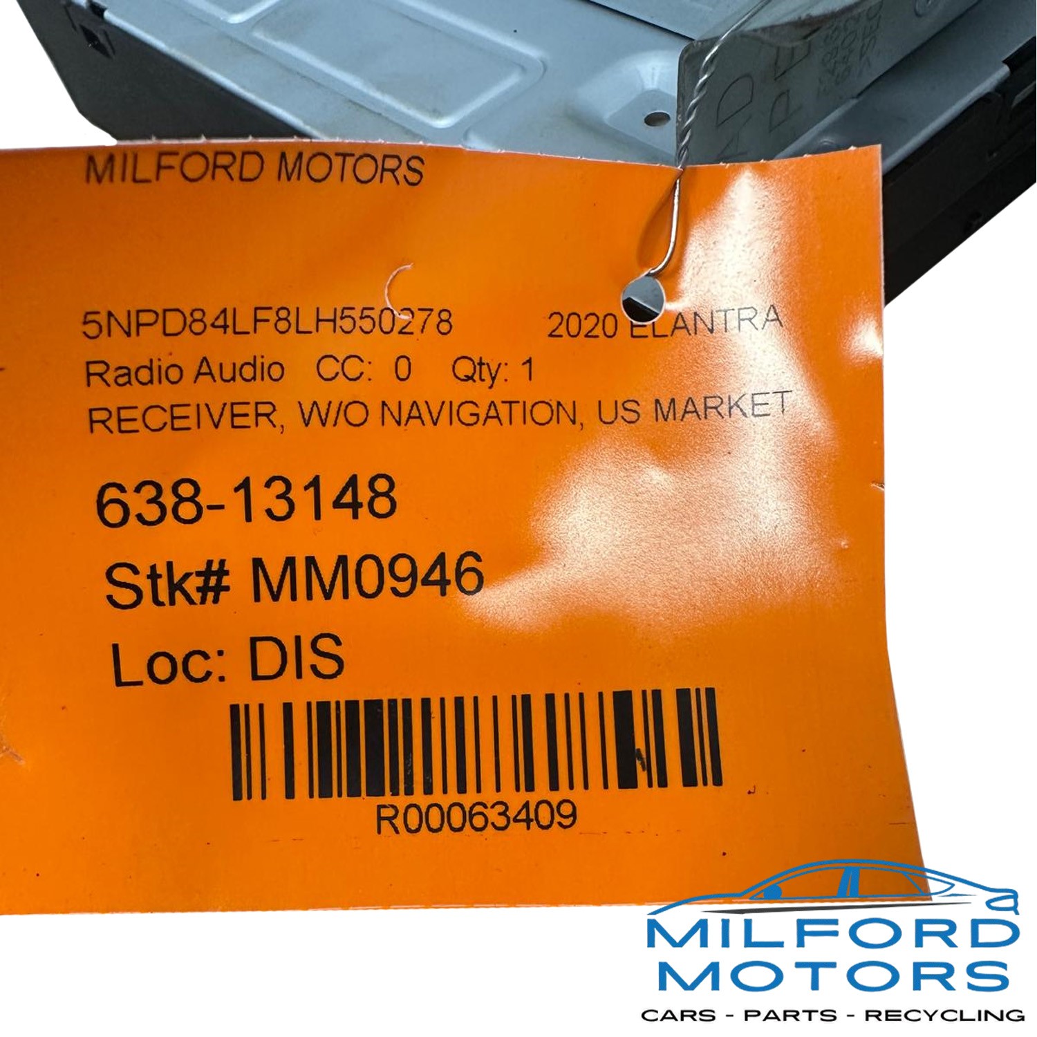 Used Audio Equipment Radio Receiver w/ Navigation 2019-2020 Elantra 2.0L