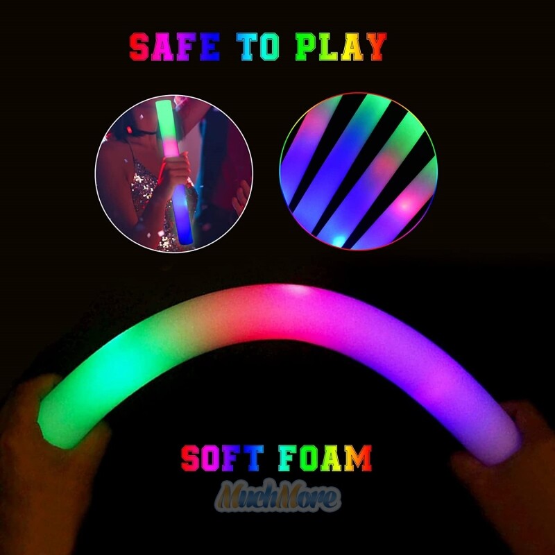72PCS Light Up Foam Glow Sticks LED Wands Batons DJ Party Flashing Bulk 3 Modes