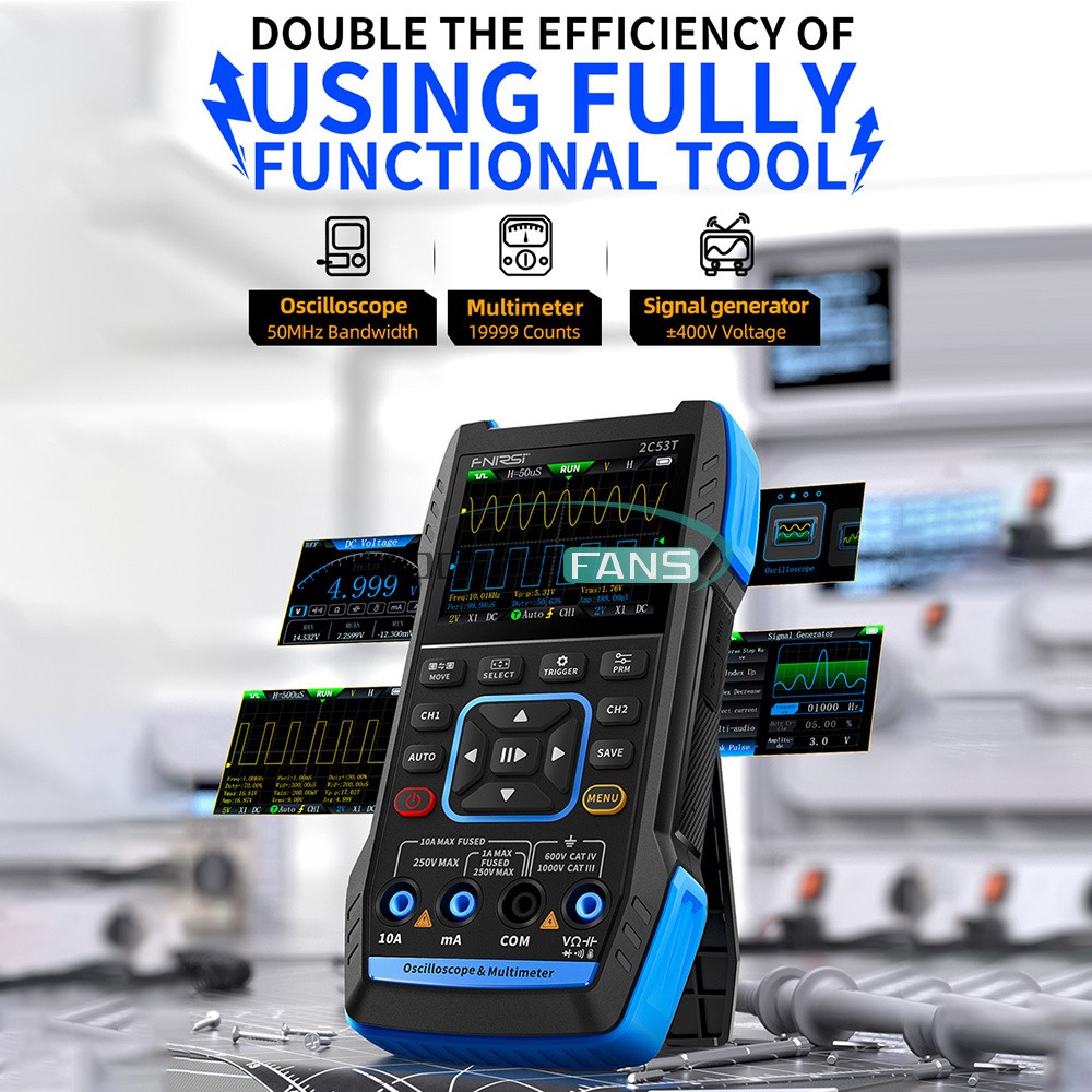 FNIRSI 2C53T Upgrade Handheld Digital Oscilloscope Multimeter Signal Generator