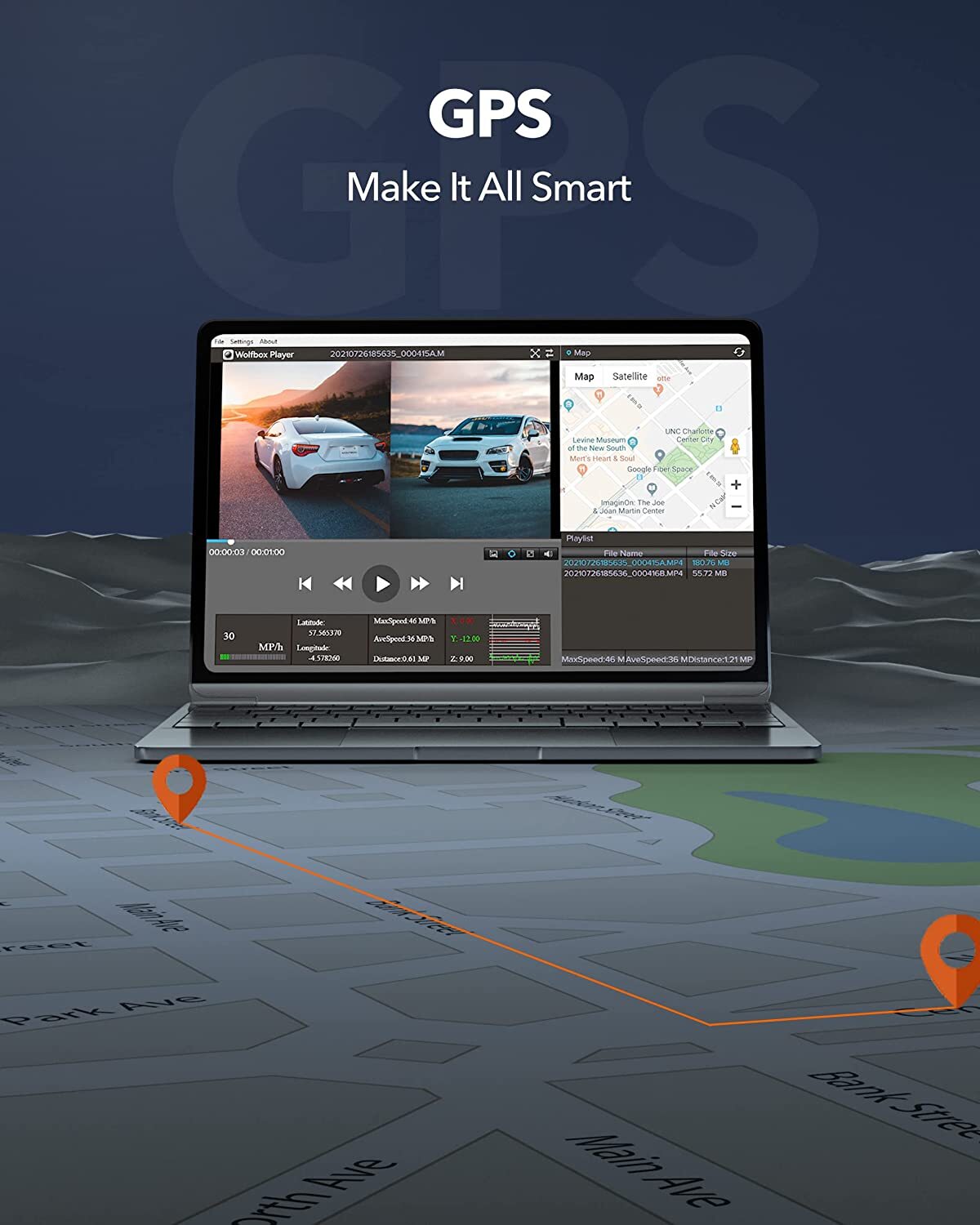 WOLFBOX G850 4K Dash Cam 12'' Dual Dash Cameras Mirror Cam Parking Monitoring