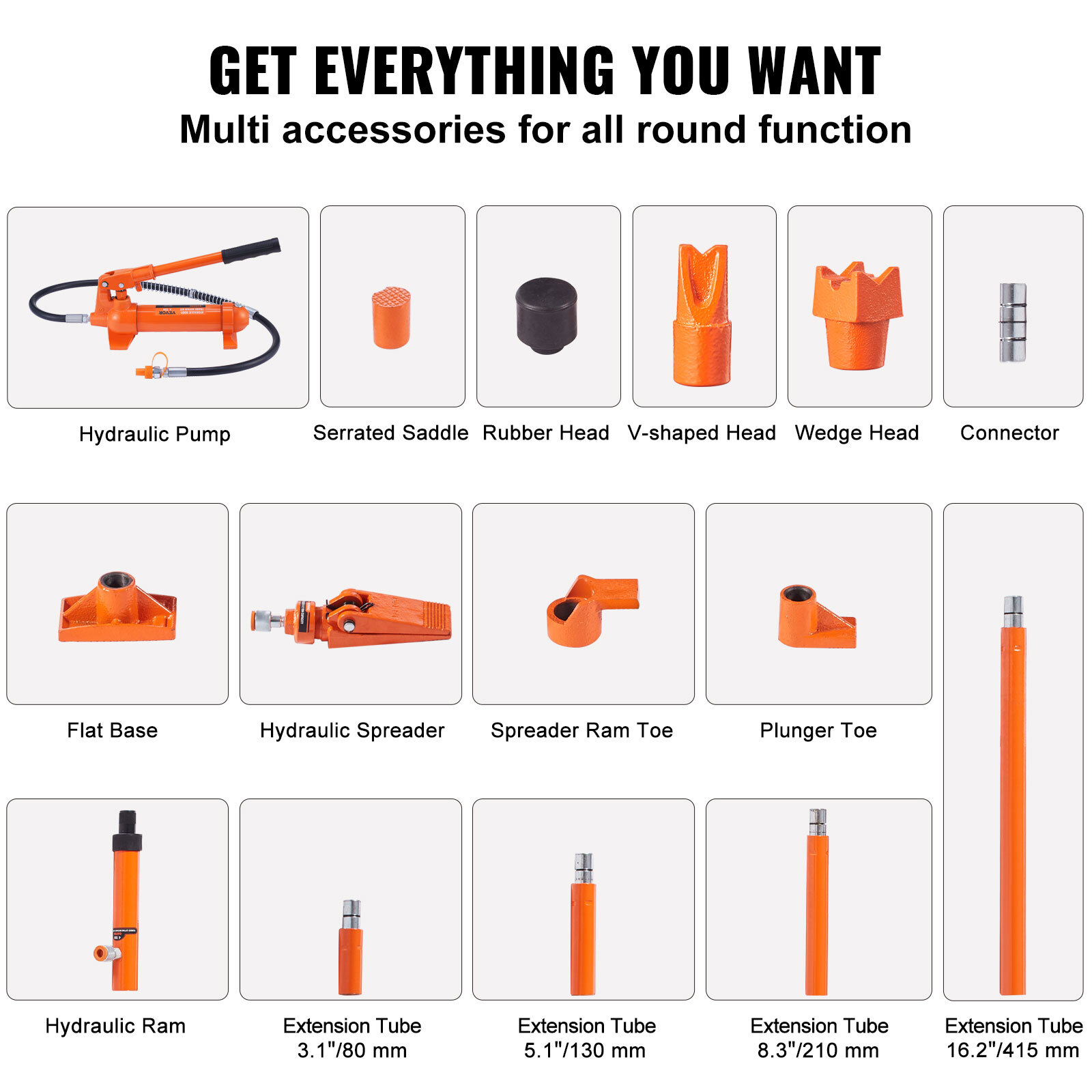 VEVOR 4 Ton Porta Power Hydraulic Jack Air Pump Lift Ram Body Frame Repair Kits